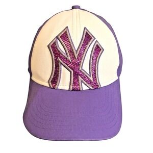 New York Yankees Hat Cap Strap Back Girls One Size Purple MLB Baseball New Era
